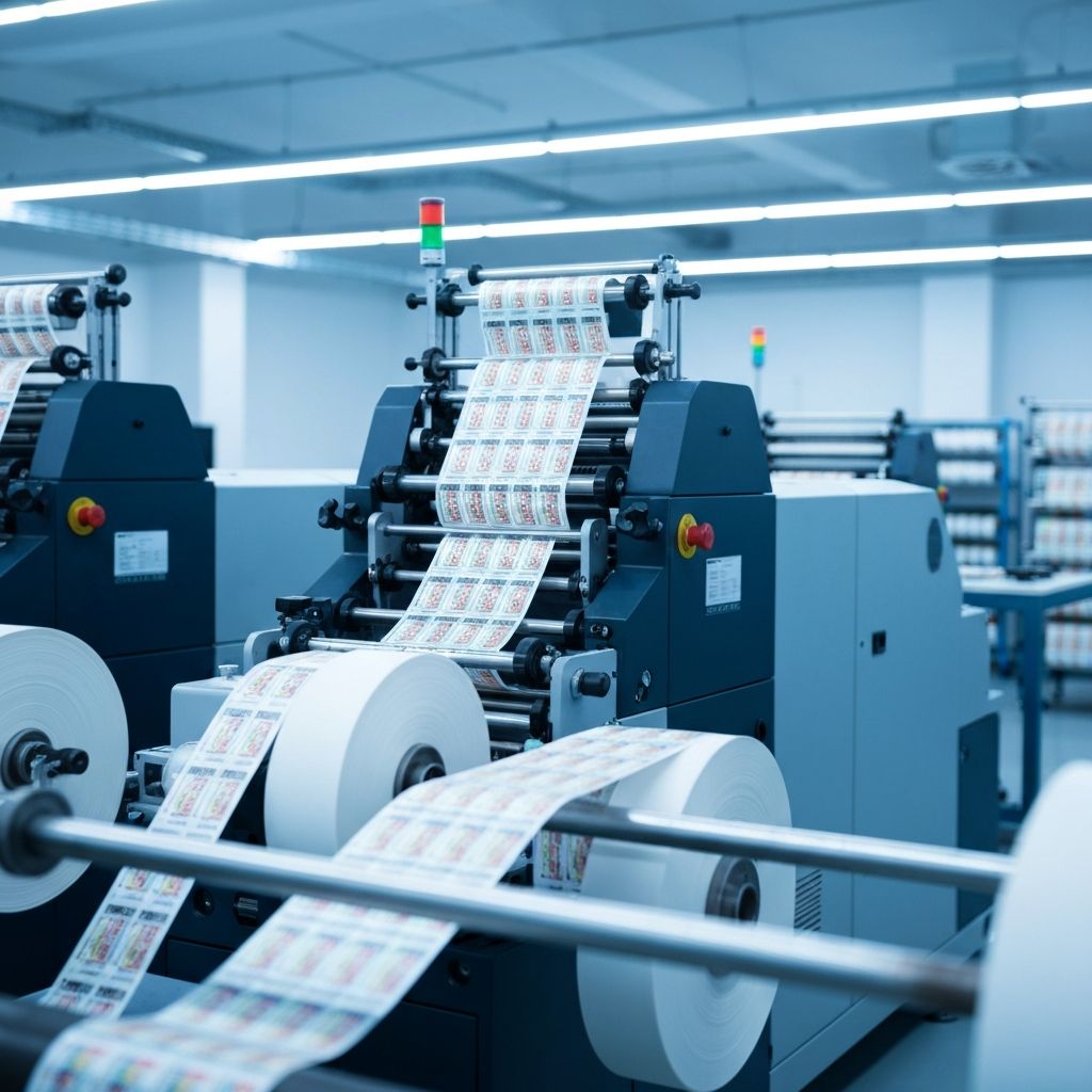 Professional printing facility with label printing machines